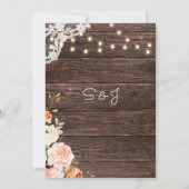 Houten Kanten Blozend & Perzik Bloem Menu 2 Uitnod Kaart (Achterkant)