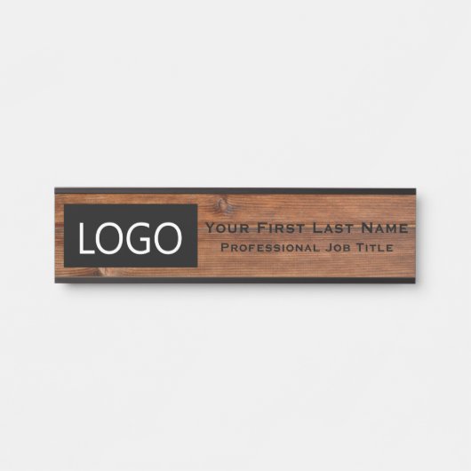 Houten kantoor deur bord logo naamplaat rustiek (Voorkant)