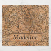 Houten karretjes Floral Pattern, gepersonaliseerd Bier Etiket (Enkel label)