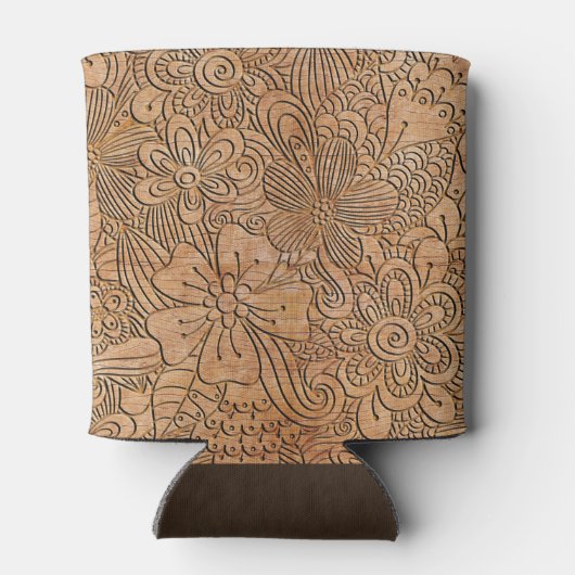 Houten karretjes Floral Pattern, gepersonaliseerd Blikjeskoeler (Achterkant)