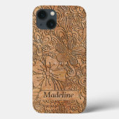 Houten karretjes Floral Pattern, gepersonaliseerd Case-Mate iPhone Case (Achterkant)