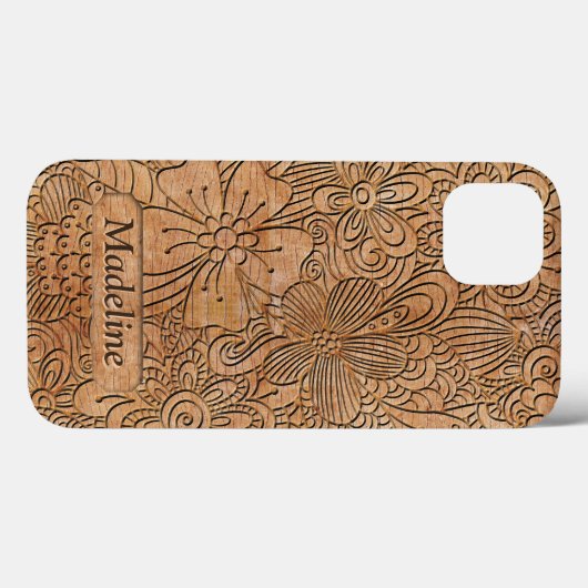 Houten karretjes Floral Pattern, gepersonaliseerd Case-Mate iPhone Case (Achterkant (horizontaal))