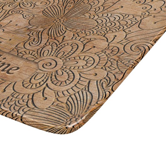 Houten karretjes Floral Pattern, gepersonaliseerd Snijplank (Hoek)