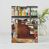 Houten kassa in algemene winkel kaart (Staand voorkant)