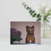 Houten kat briefkaart (Staand voorkant)