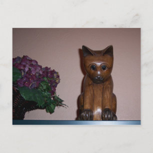 Houten kat briefkaart