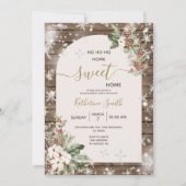 Houten kerst huis verwarming feest thuis sweet hom kaart (Voorkant)