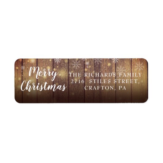 Houten Kerst Retouradreslabel Etiket (Voorkant)