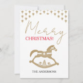 Houten Kerst Rocking Horse Feestdagenkaart (Voorkant)