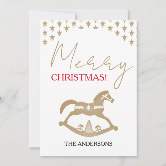 Houten Kerst Rocking Horse Feestdagenkaart (Voorkant)