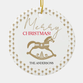 Houten Kerst Rocking Horse Keramisch Ornament