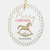 Houten Kerst Rocking Horse Keramisch Ornament (Links)