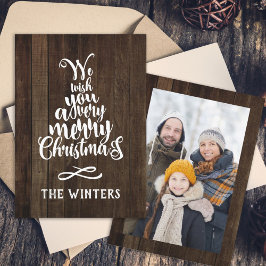 Houten Kerstboom Lettering Foto  Feestdagenkaart