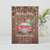 Houten Kerstfeest uitnodiging (Staand voorkant)