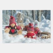 Houten kerstfiguurtjes inpakpapier vel (Voorkant 2)