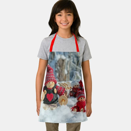 Houten kerstfiguurtjes schort (Insitu)