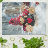 Houten kerstfiguurtjes theedoek (Gevouwen)