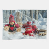 Houten kerstfiguurtjes theedoek (Horizontaal)