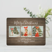Houten Kerstkaart met Achtergrond (Staand voorkant)