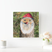 Houten kerstman vierkante klok (Huis)