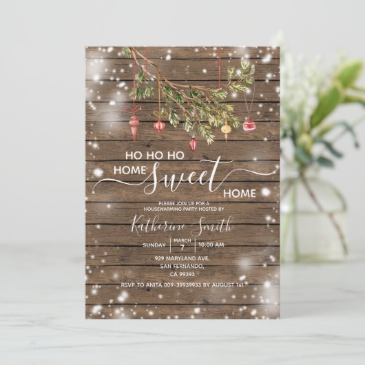 Houten Kerstornament Housewarmingfeest Kaart (Staand voorkant)