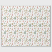 Houten Kerstschommelpaard Cadeaupapier (Vlak)