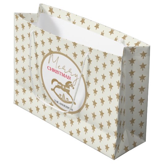 Houten Kerstschommelpaard Groot Cadeauzakje (Voorkant Gekanteld)