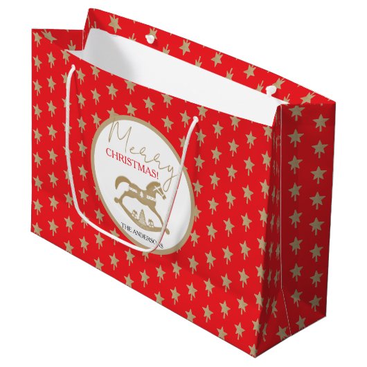 Houten Kerstschommelpaard Groot Cadeauzakje (Voorkant Gekanteld)