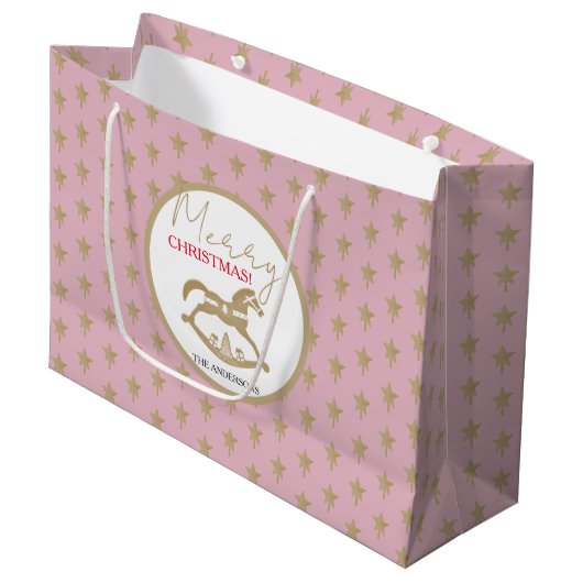 Houten Kerstschommelpaard Groot Cadeauzakje (Voorkant Gekanteld)
