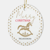 Houten Kerstschommelpaard Keramisch Ornament (Links)