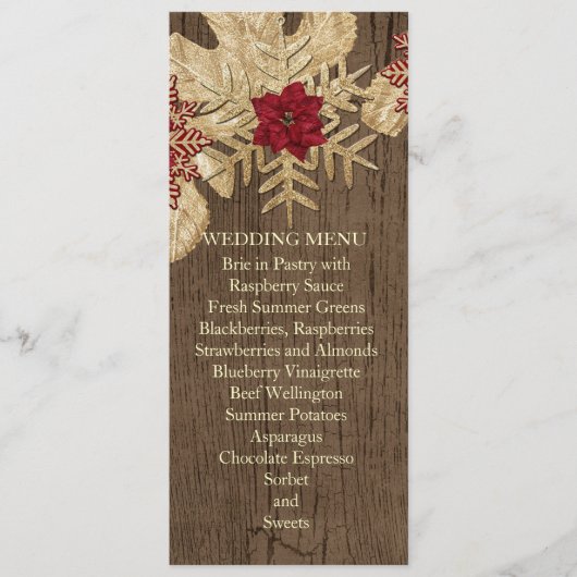 Houten Kerstster Bruiloft Menu (Voorkant)