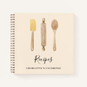 Houten keukengerei beige recept kookboek notitieboek (Voorkant)