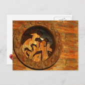 houten klok briefkaart (Voorkant / Achterkant)