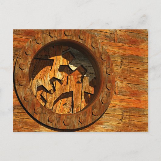 houten klok briefkaart (Voorkant)