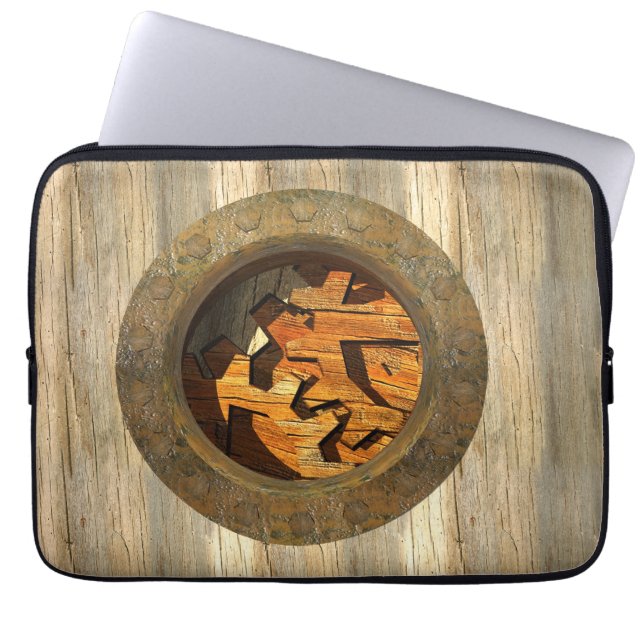 houten klok laptop sleeve (Voorkant)