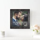 Houten klok met foto van 1e trouwdag (Huis)