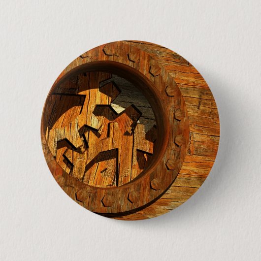 houten klok ronde button 5,7 cm (Voorkant)