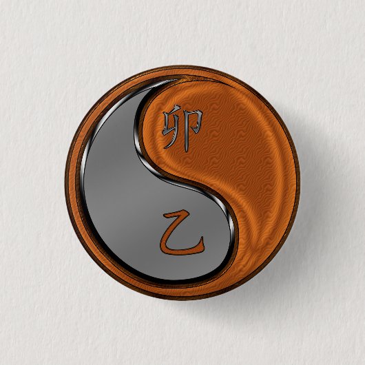 Houten Konijn Ronde Button 3,2 Cm (Voorkant)