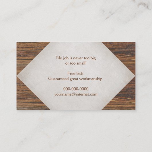 Houten Korrel achtergrond Visitekaartje (Achterkant)