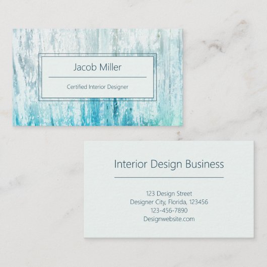 Houten Korrel Blauwgroen Witte Rustieke Textuur Visitekaartje (Voorkant / Achterkant)