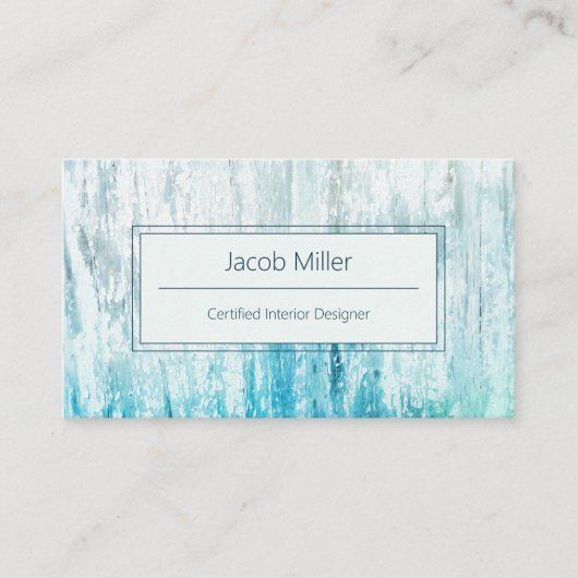 Houten Korrel Blauwgroen Witte Rustieke Textuur Visitekaartje (Voorkant)
