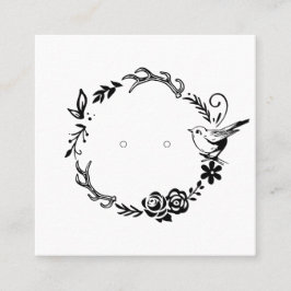 Houten krans met spelden oorbel displaykaart afsprakenkaartje