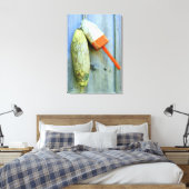 Houten kreeftenboeien verpakt canvas afdruk (Insitu (Slaapkamer))