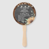 Houten Krijt Zonnebloemen Trouwprogramma Hand Fan Handwaaier (Achterkant)