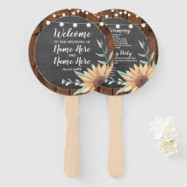Houten Krijt Zonnebloemen Trouwprogramma Hand Fan Handwaaier