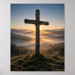 Houten Kruis bij Dageraad Poster