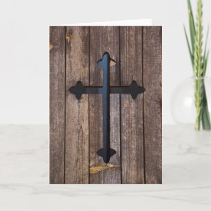 Houten kruis blank wenskaart religieus kaart