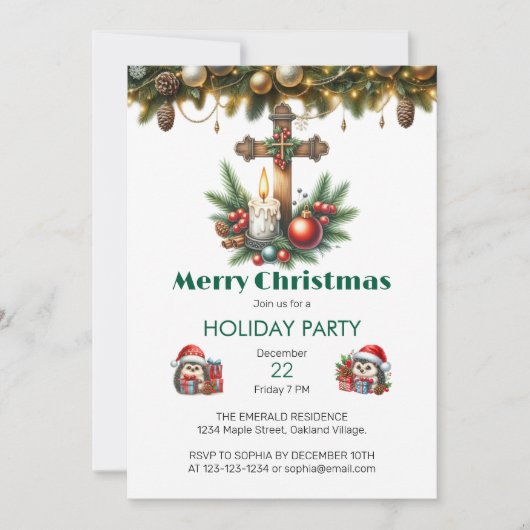 Houten Kruis en Kaarsen Kerstmis Kaart (Voorkant)