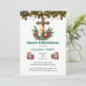 Houten Kruis en Kaarsen Kerstmis Kaart (Staand voorkant)