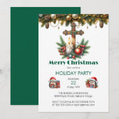 Houten Kruis en Kaarsen Kerstmis Kaart (Voorkant / Achterkant)